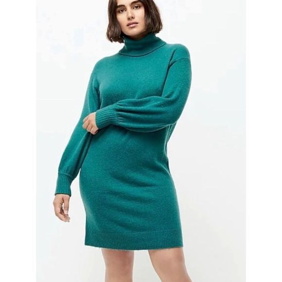 green turtleneck sweater dress